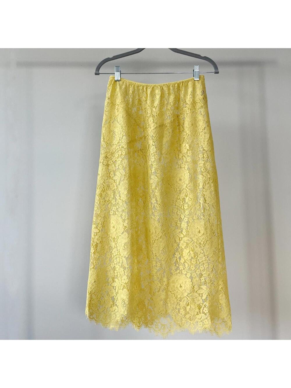Doen Nandi Sheer Lace Skirt Yellow Size M - Picture 2 of 6